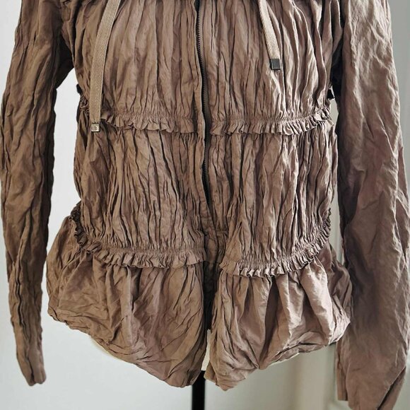 ZARA Woman Dusty Rose Crinkled Sculptural Tiered Jacket with Gathers – US M - Picture 4 of 10